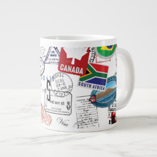 World Passport Pattern Large Coffee Mug