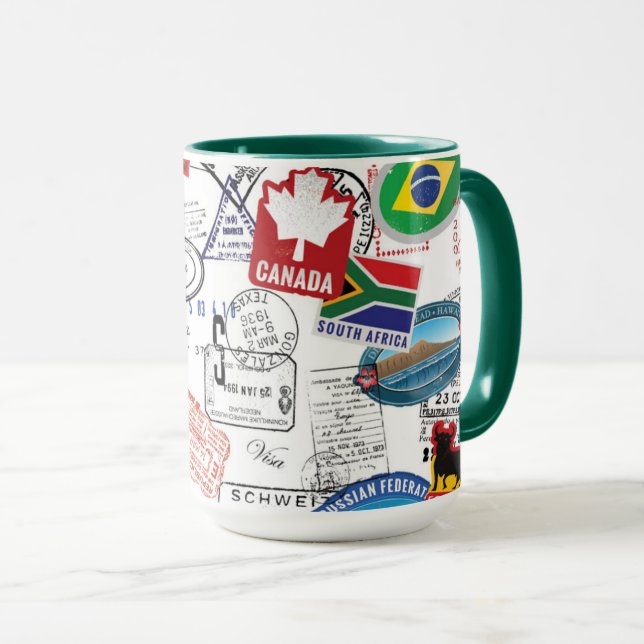 World Passport Pattern Mug (Front Right)