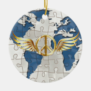 World peace ceramic ornament