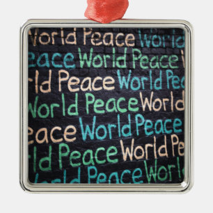 World Peace Colorful Love Peaceful Metal Ornament