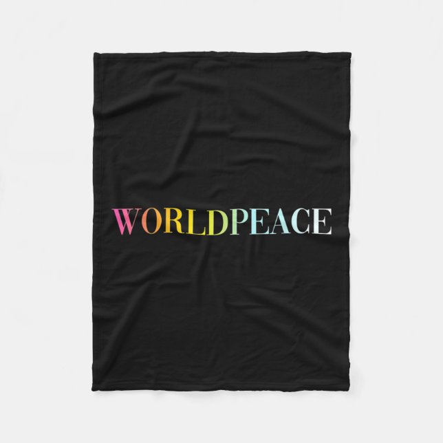 World Peace (colourful Text)  Fleece Blanket (Front)