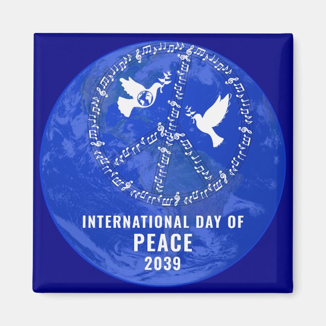 World Peace Doves Peace on Earth Day Peace Sign Magnet (Front)