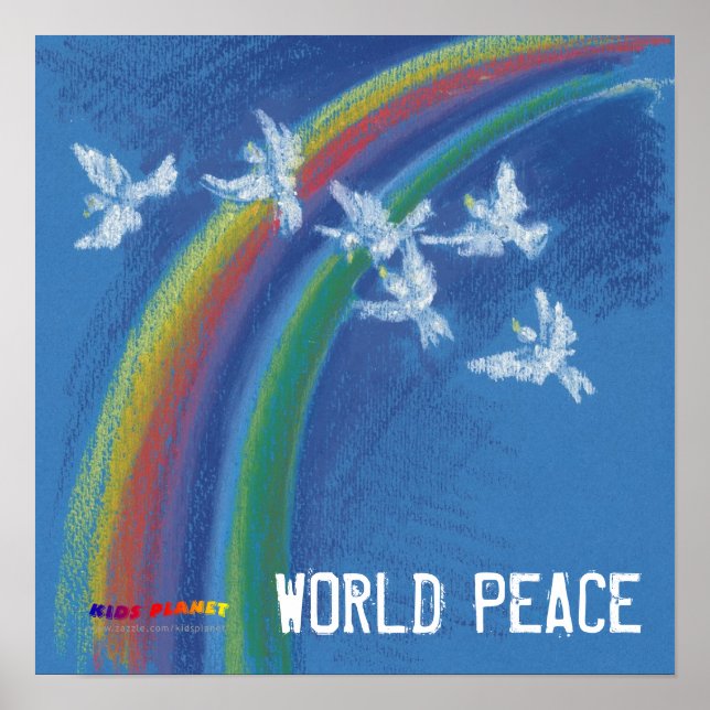 World Peace | Flying white doves Poster (Front)