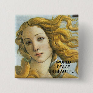 WORLD PEACE IS BEAUTIFUL 15 CM SQUARE BADGE