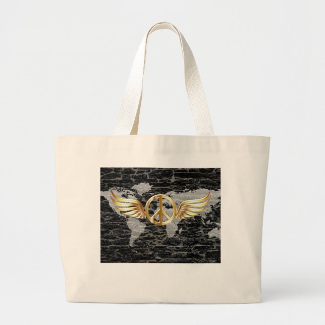 World peace large tote bag (Front)