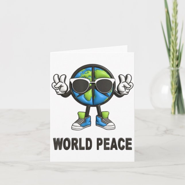 World Peace On Earth Shirt Global Love Peace Sign  Card (Front)
