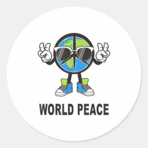World Peace On Earth Shirt Global Love Peace Sign Classic Round Sticker