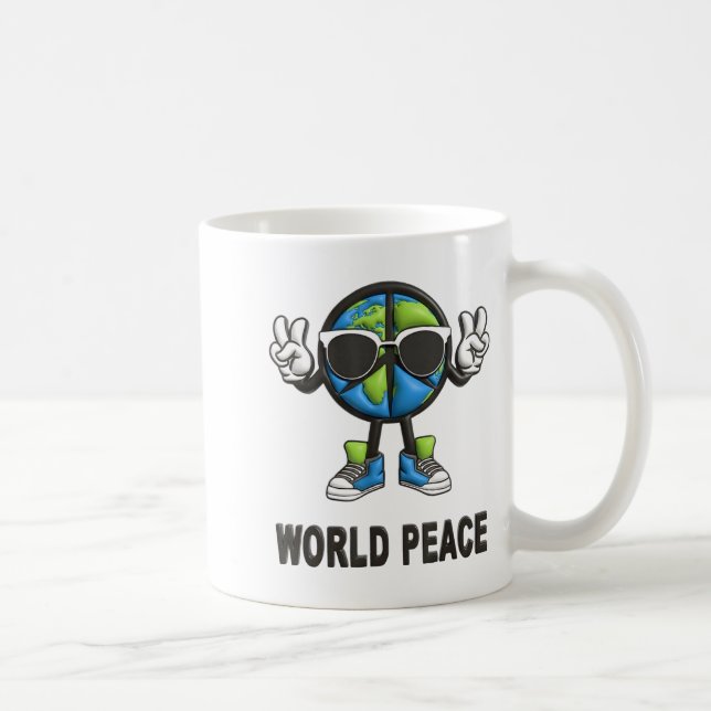World Peace On Earth Shirt Global Love Peace Sign  Coffee Mug (Right)