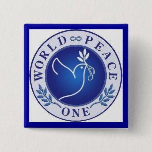 world peace one 15 cm square badge