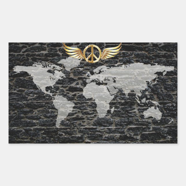 World peace rectangular sticker (Front)