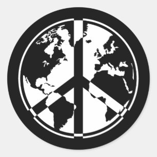 World Peace Sticker - White on Black