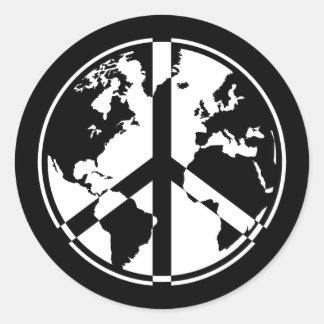 World Peace Sticker - White on Black