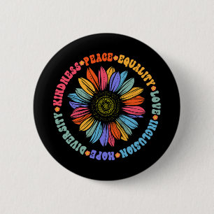 World Peace Supporter Sunflower Floral Outfit Kind 6 Cm Round Badge
