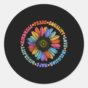 World Peace Supporter Sunflower Floral Outfit Kind Classic Round Sticker