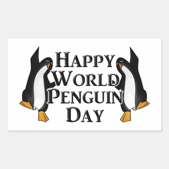 World Penguin Day Rectangular Sticker (Front)