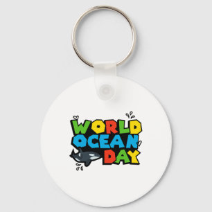 World Planet Ocean Day Orca Splash Design Love Ear Key Ring