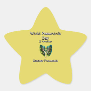 World Pneumonia Day. Conquer Pneumonia.   Star Sticker