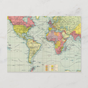 World political Map Postcard