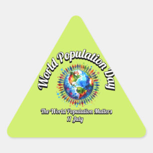 World Population Day. World Population Matters. Triangle Sticker