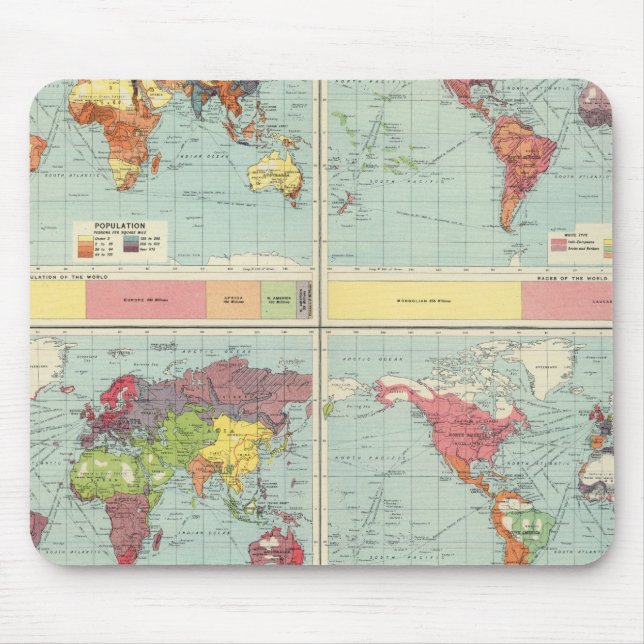 World population Map Mouse Pad (Front)