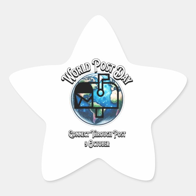 World Post Day. Connect Through Post Star Sticker (Front)