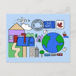 World Postcard Day 2026 - transportation in blue