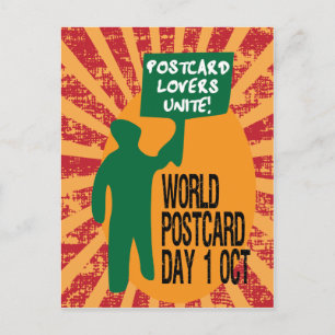 World Postcard Day funny retro protest march