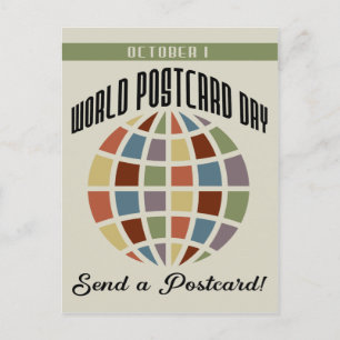 World Postcard Day with colourful squares globe