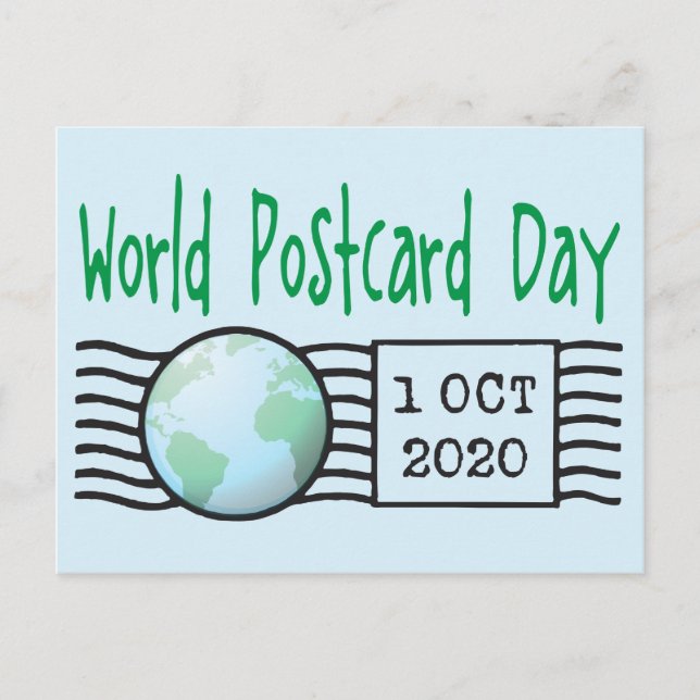 World Postcard Day with earth globe map and postal (Front)