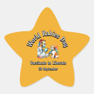 World Rabies Day. Vaccinate to Liberate.  Star Sticker