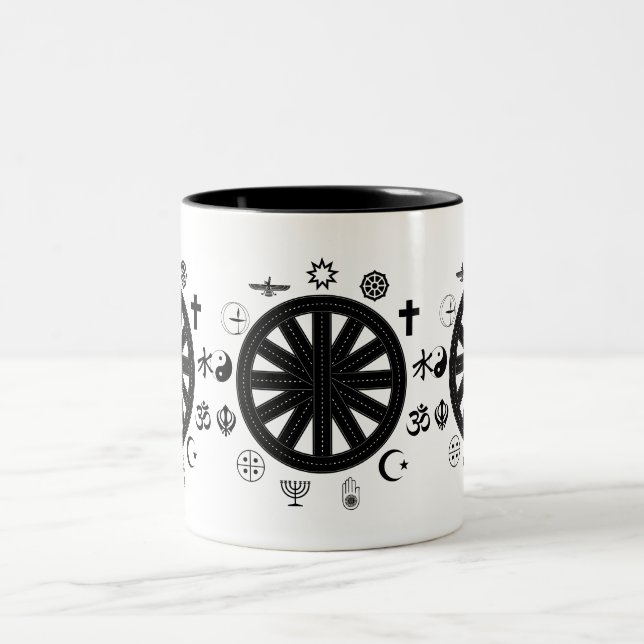 World Religion Icon Symbols Art Two-Tone Coffee Mug (Center)