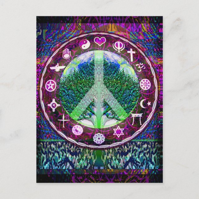 World Religions Peace Tree of Life Mandala Postcard (Front)