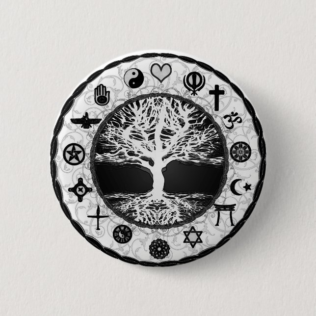 World Religions Tree of Life 6 Cm Round Badge (Front)
