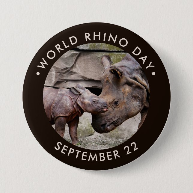 World Rhino Day 7.5 Cm Round Badge (Front)