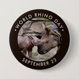 World Rhino Day 7.5 Cm Round Badge
