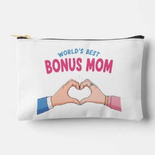  World’s Best Bonus Mum Heart Hands Gift Accessory Pouch