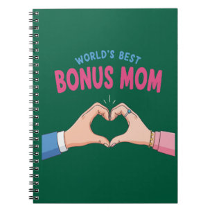 World’s Best Bonus Mum Heart Hands Gift Notebook
