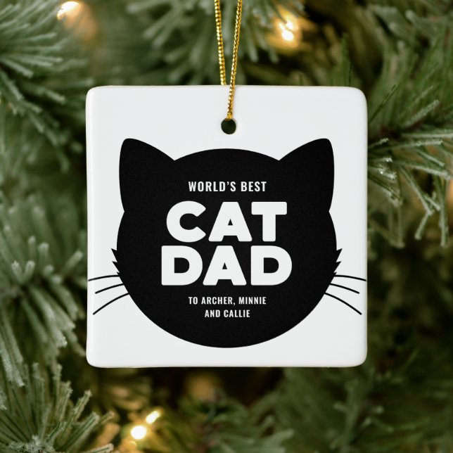 World’s Best Cat Dad Ceramic Ornament (Tree)