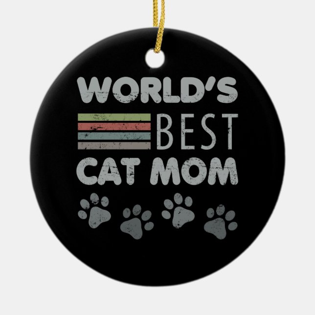 World’s Best Cat Mum Ceramic Ornament (Front)