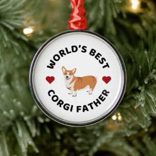 World’s Best Corgi Father Dog Dad Christmas Gift Metal Ornament