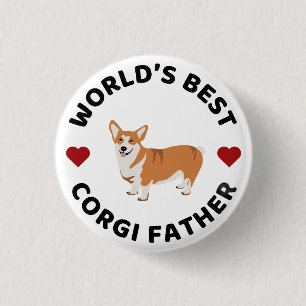 World’s Best Corgi Father Proud Dog Dad Gift 3 Cm Round Badge