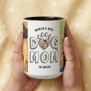 World’s Best Dog Mom Ever Pet Photo Collage Gift Mug