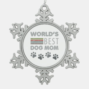 World’s Best Dog Mum Snowflake Pewter Christmas Ornament