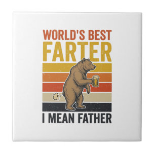 World’s Best Farter Funny Father Bear Ceramic Tile