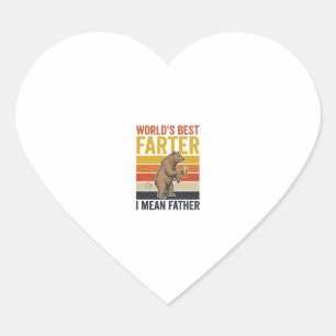 World’s Best Farter Funny Father Bear Heart Sticker