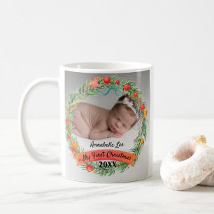 World’s Best Grandma 1st Christmas Photo Wreath Coffee Mug