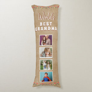 World`s Best Grandma Flowers Floral Rustic Photo Body Cushion