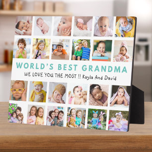 World’s Best Grandma Grandkids 24 Photo Collage Plaque
