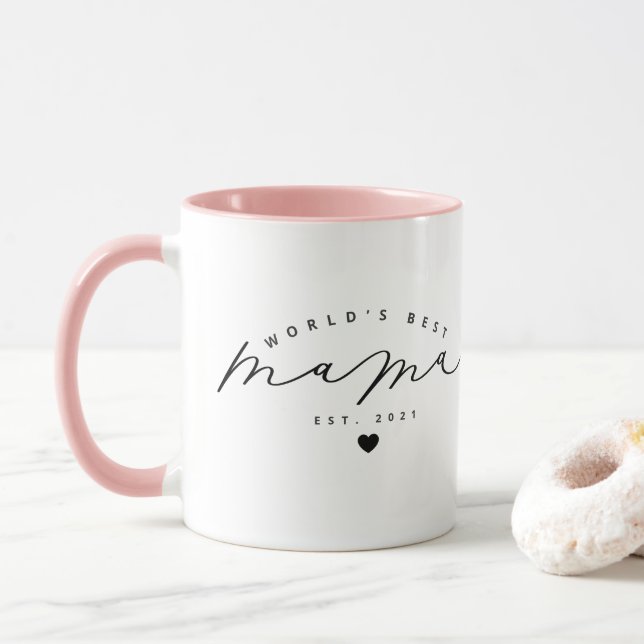 World’s Best Mama Cute Calligraphy Coffee Mug (With Donut)