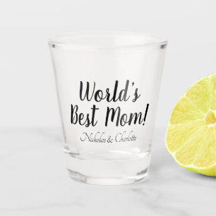 World’s Best Mum black custom script stylish Shot Glass